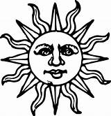 Sun Clipart Drawing Clip Outline Line Drawings Cliparts Moon Coloring Symbol Happy Woodcut Sunshine Transparent Face Library Book Tumblr Boho sketch template