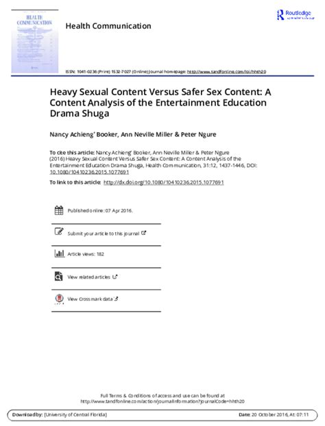 Pdf Heavy Sexual Content Versus Saver Sex Content A Content Analysis