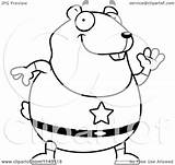 Hamster Chubby Waving Super Coloring Clipart Cartoon Outlined Vector Thoman Cory Regarding Notes sketch template