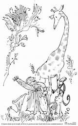 Kleurplaat Roald Dahl Giraf Peli Giraffe Quentin Boeken Kleurplaten Matilda sketch template