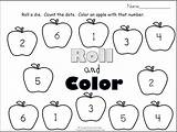 Color Roll Apples Fall Printable Numbers Madebyteachers Apple Preschool Kindergarten Number Cover Leaf Activities Choose Board sketch template