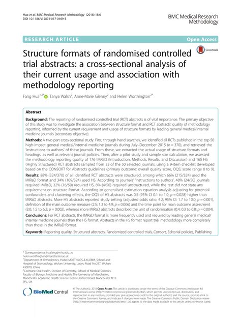 structure formats  randomised controlled trial abstracts