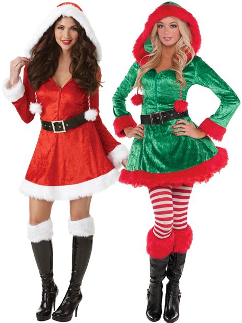 ladies miss elf costume christmas mrs santa claus fancy dress xmas party outfit ebay
