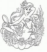 Coloring Pages Princess Disney Ariel Mermaid Under Cleopatra Printable Water Dressing Print Colouring Color Book Kids Library Clipart Coloriage Realistic sketch template