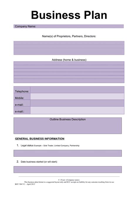 business plan structure template