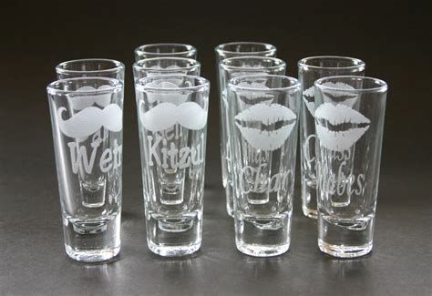 Custom Etched Shot Glasses Personalized Set Of 10 Weddings His Etsy