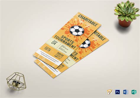 football tournament ticket design template  word psd pages publisher