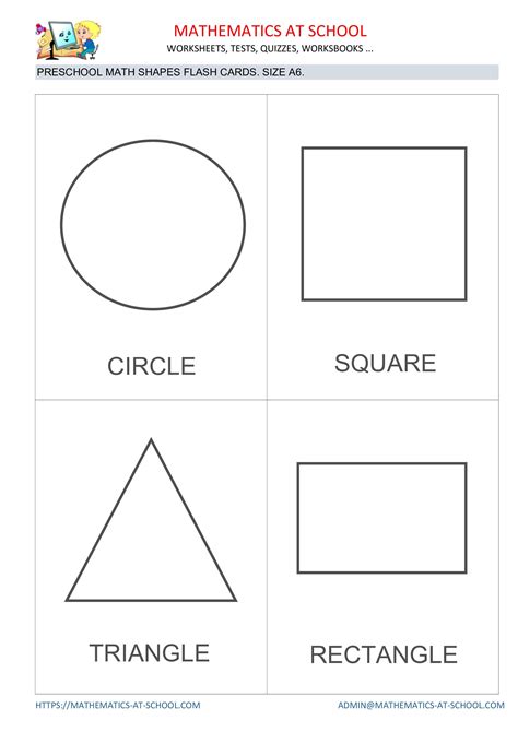 preschool math shapes flash cards  printable   jpg size