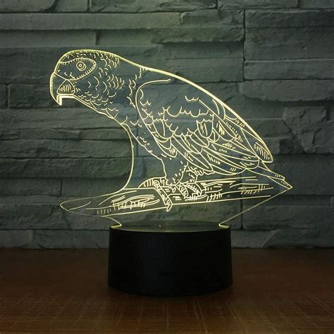 parrot bird  lampara led de noche estereo acrilico oficina bar dormitorio iluminacion del