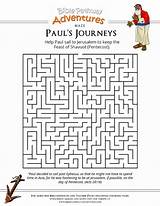 Paul Bible Puzzle Journeys Crossword Mazes Kids Maze Activities Sunday School Missionary Journey Worksheets Coloring Puzzles Apostle Printable Acts Christian sketch template