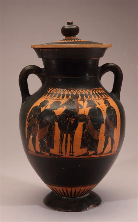 black figure vase warriors new orleans museum of art