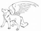 Winged Wolves Lineart Coloringhome sketch template