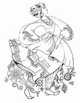 Coloring Dancing Woman Folk Pages Costume Supercoloring Girl Printable Elegant Categories sketch template