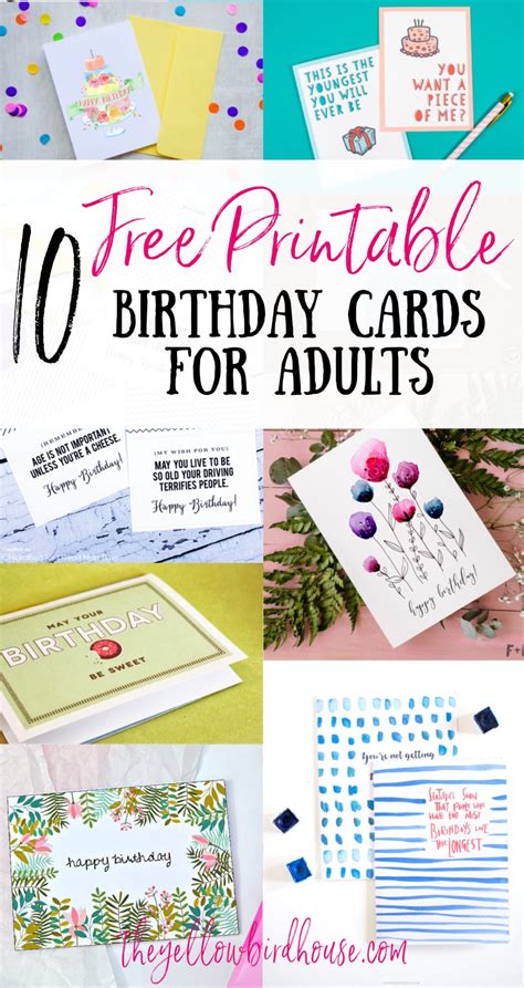 printable birthday cards  grown ups  yellow birdhouse