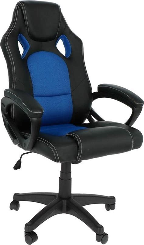 bolcom gamestoel blauw gaming stoel bureaustoel instelbare