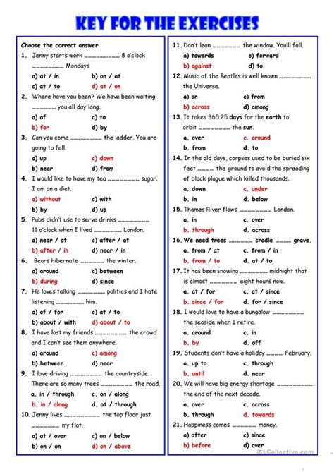 list  prepositions worksheets worksheets