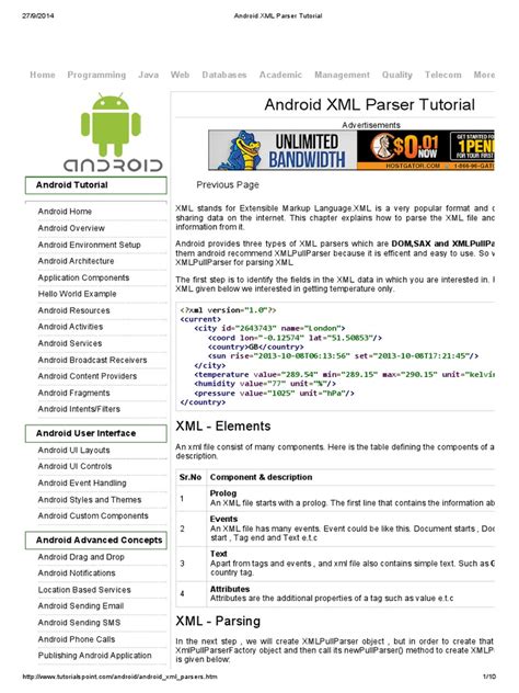 android xml parser tutorialpdf xml parsing