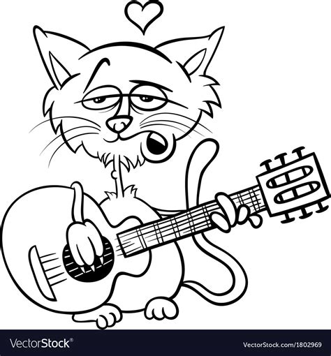 cat  love cartoon coloring page royalty  vector image