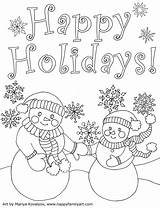 Coloring Pages Printable Holidays Holiday Happy Winter Christmas Color Drawing Christmascard Print Colouring Kids Sheets Adults Family Fun Happyfamilyart Exclusive sketch template