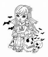 Coloring Halloween Girl Bats Skull Sugar Pages Girls Printable Color sketch template