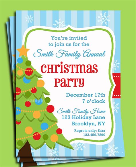 christmas party invitation printable christmas tree  snow