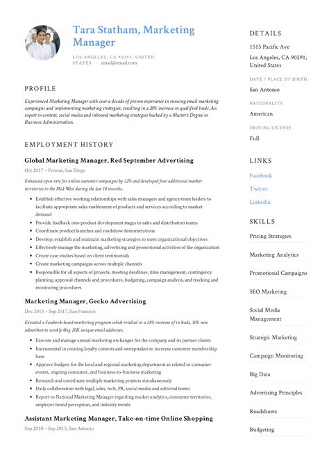 marketing manager resume writing guide  templates