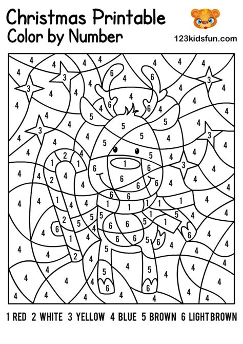 christmas color  number coloring pages  cheerful christmas color