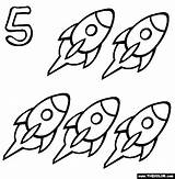 Coloring Pages Five Rockets Numbers Number Designlooter 61kb 564px Kids sketch template