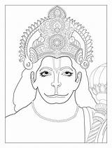 Inde Coloriages Hanuman Buste sketch template
