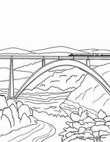 Puente Tren Cruzando Dino Coloriages Dessus Vehiculos Trenes sketch template