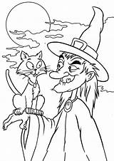 Coloring Pages Witch Halloween Cat Kids Printable Freekidscoloringandcrafts sketch template