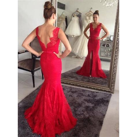 Sexy Mermaid Lace Prom Dresses Backless Floor Length Party