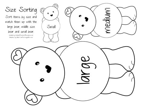 teddy bear size sort page  teddy bear day teddy bear crafts bears preschool