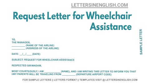 request letter  wheelchair assistance sample letter requesting