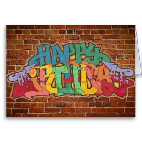 graffiti birthday picture card yo yo yo    happy birthday