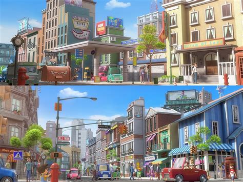 cartoon city street scene 3d model cgtrader