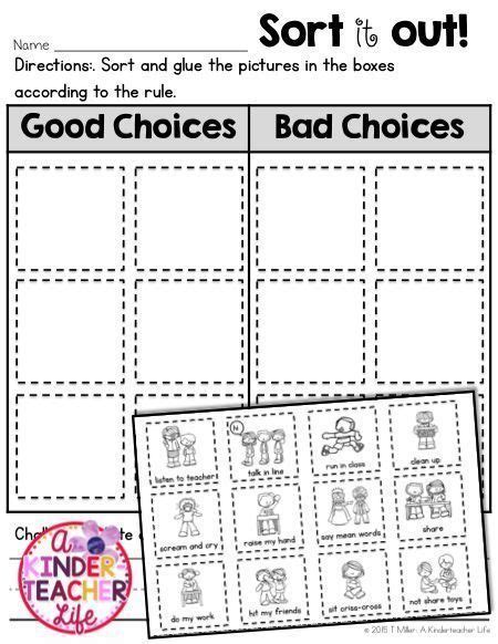good choice bad choice sort beginning  school sight word