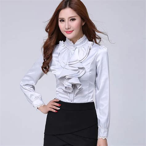 2019 Big Size Silk Satin Blouse Formal Blouses Ladies Office Shirts