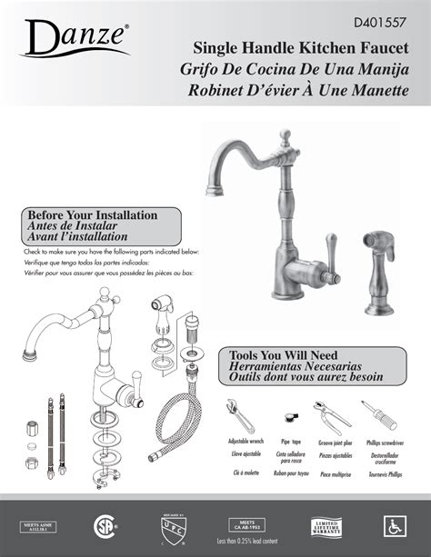 danze single handle kitchen faucet parts dandk organizer