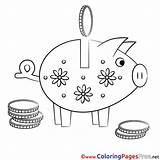 Piggy Bank Sheet Colouring Coloring Pages Title sketch template