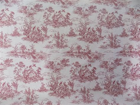 vintage french lovers scenes toile de jouy red cotton fabric material