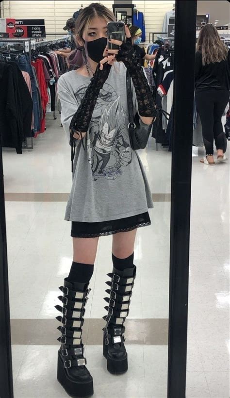 goth outfits demonias long shirt emo girl fashion inspo outfits edgy