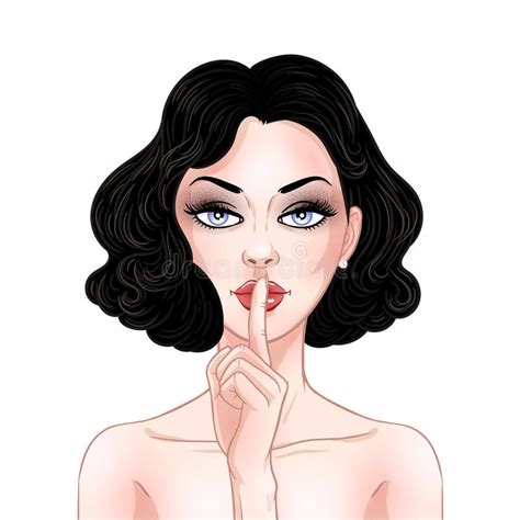 Woman Finger Her Mouth Stock Illustrations – 279 Woman Finger Her Mouth