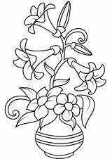 Vase Coloring Lilies Pages Flower Categories sketch template