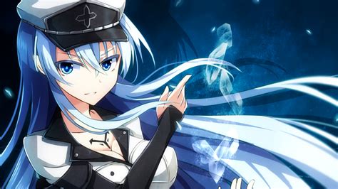 blue eyes long hair akame ga kill esdeath akame ga kill anime