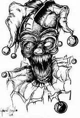Coloring Pages Demon Evil Scary Clown Monster Clowns Drawing Face Drawings Zombie Bing sketch template