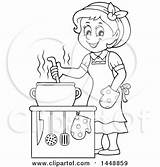 Cooking Clipart Cartoon Housewife Illustration Lineart Happy Clip Vector Royalty Visekart Mother Help Cliparts Clipground Collc0161 sketch template
