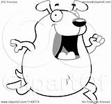 Chubby Running Dog Clipart Cartoon Outlined Coloring Vector Cory Thoman Royalty sketch template