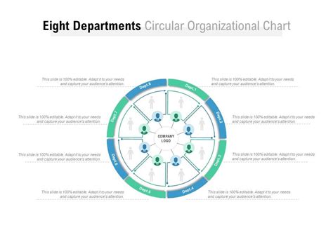 Eight Departments Circular Organizational Chart Powerpoint Templates