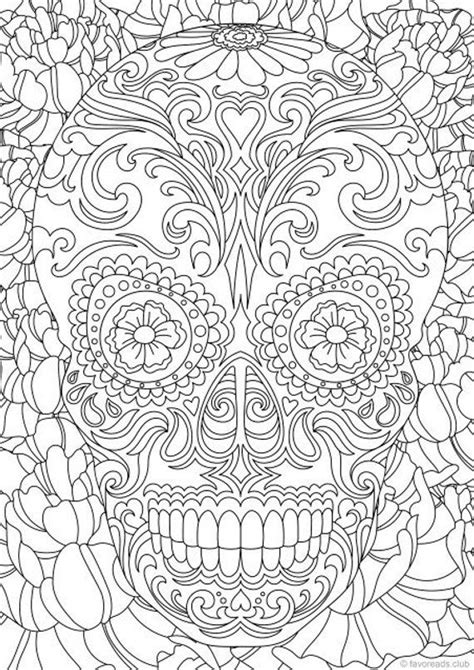 sugar skull printable adult coloring page  favoreads coloring